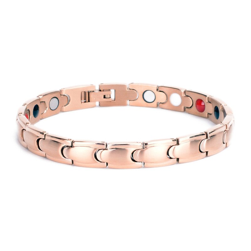 Nhgbft Klassieke Zwarte Kleur Magnetische Armbanden Voor Vrouwen Mannen Rvs Gezondheidszorg Armband: Rose gold