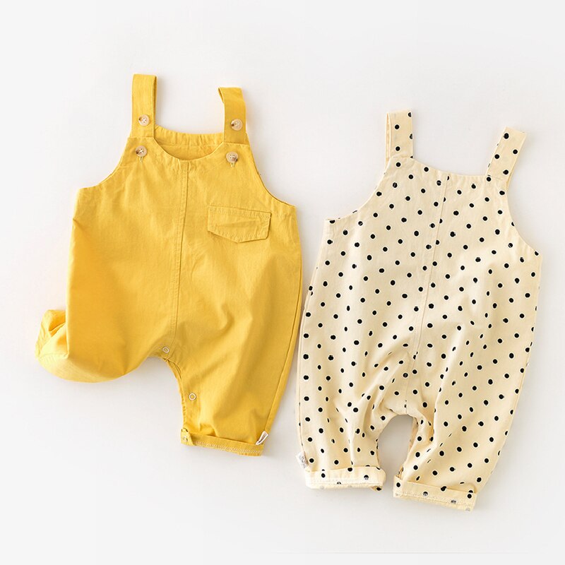 Bebê menina menino denim macacão primavera verão casual sólido polka dot suspender calças para recém-nascidos algodão sem mangas crianças roupas