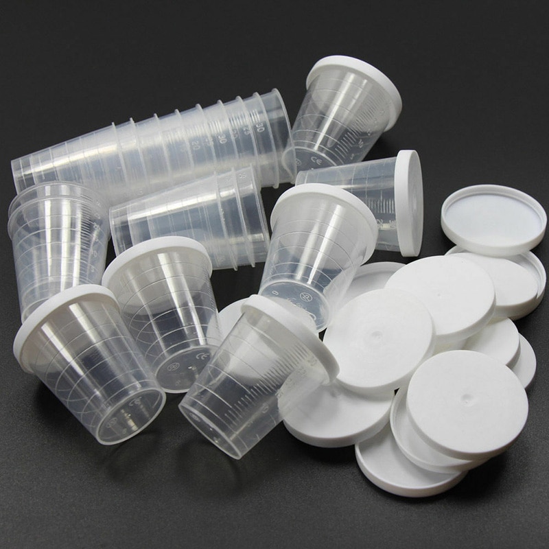 20pcs 30/50ml Maatregel Cups Met Covers Clear Transparante Maatbeker Container Kunststoffen Keuken Meetinstrument