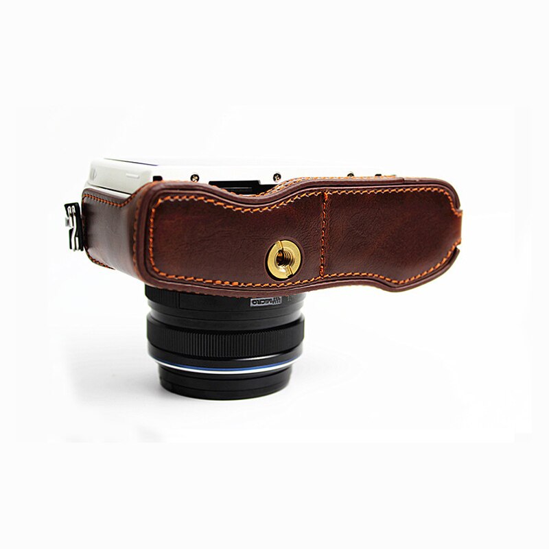 Housse coque etui portefeuille Cuir PU sac photo Pour Olympus PEN E-PL7 E-PL8 E-PL9 E-PL10 Demi-coque Avec Batterie D'ouverture de