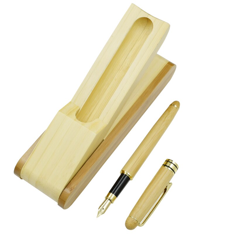 Een Set Bamboe Vulpen Kalligrafie Pen 0.5Mm Penpunt Inkt Schrijven Materialen Natuur Houten Bamboe Briefpapier
