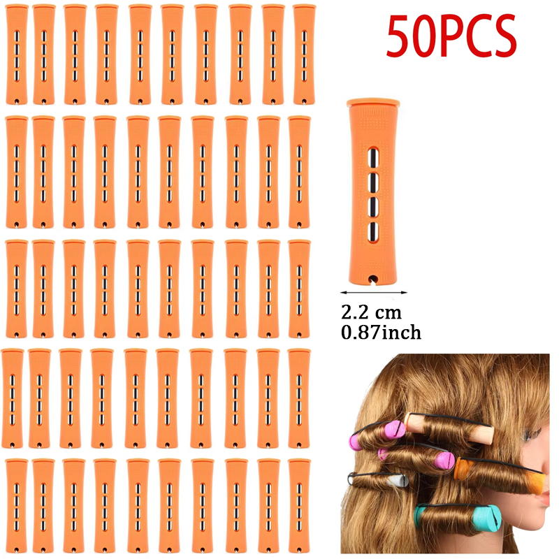 50 pçs 5 tamanhos rolos de cabelo perm hastes conjunto rolos onda fria hastes para mulheres longo cabelo curto diy ferramentas estilo cabeleireiro: YELLOW
