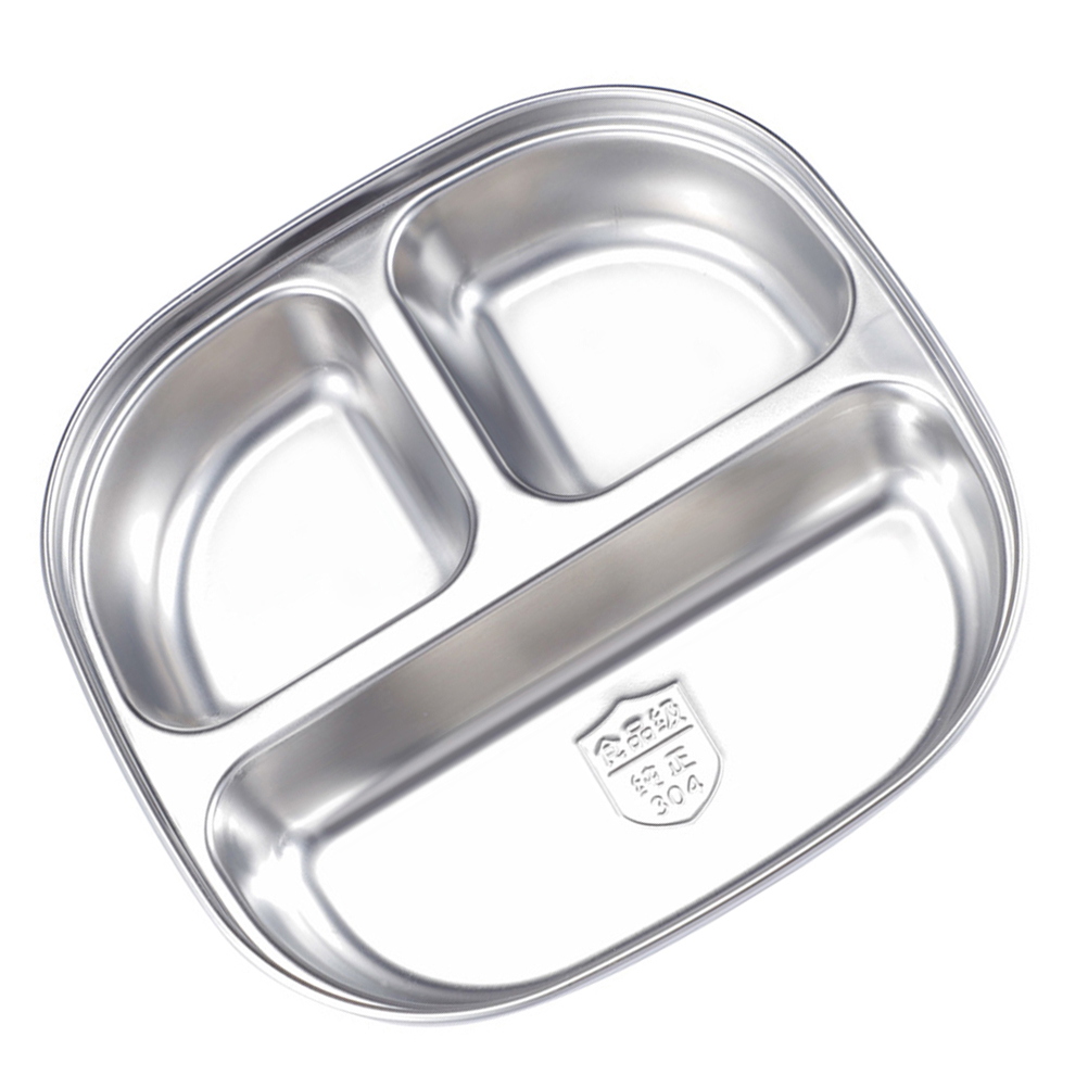 Stainless Steel Compartment Food Plate Multi-grid Dinner Plate Food Serving Tray