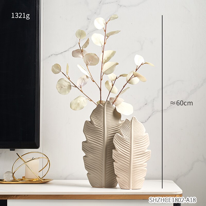Bathroom Decoration Accessories Ceramic Vase Leaves Model Modern Home Decoration Flower Vase Living Room Decoration White Vases: Combination R