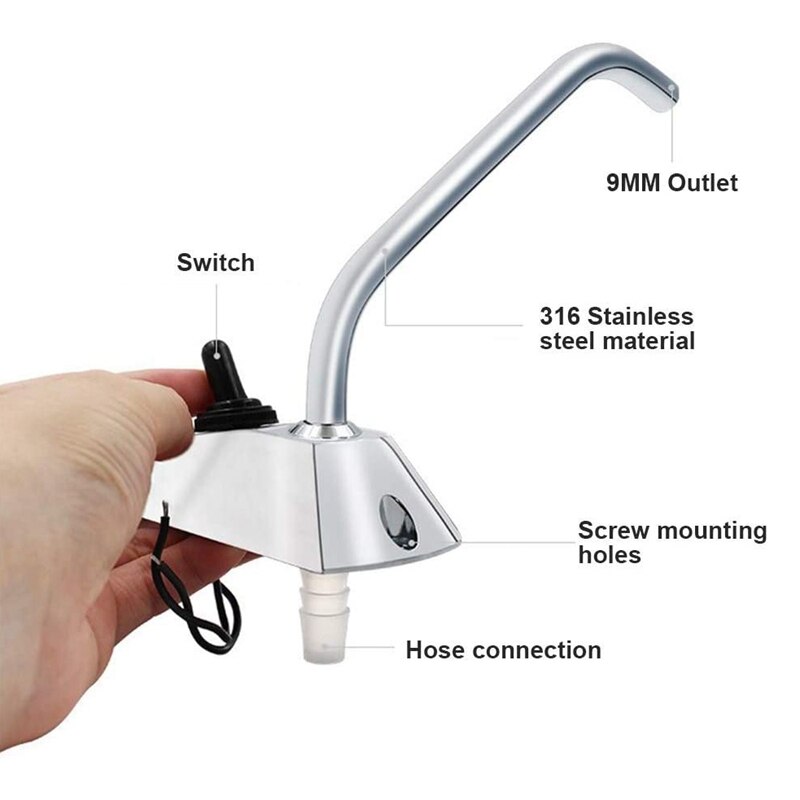 12v rv vattentryck pump , 3.8 l/ min elektrisk sötvatten pump med kran kran för rv husbil marin båt gräsmatta
