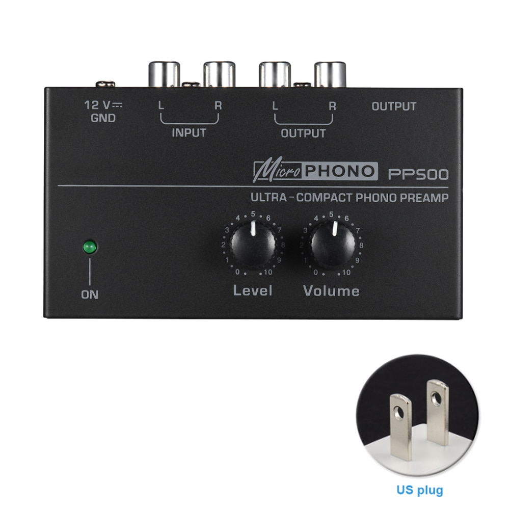 PP500 Ultra Compact Volume Controles Home Phono Voorversterker Draagbare Platenspeler Fonograaf Met Niveau Voorversterker Audio Metalen Stereo