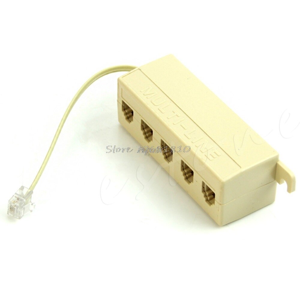 1Pc RJ11 5 Way Outlet Phone Modular Jack Telephone Line Adapter Splitter Connector Whosale