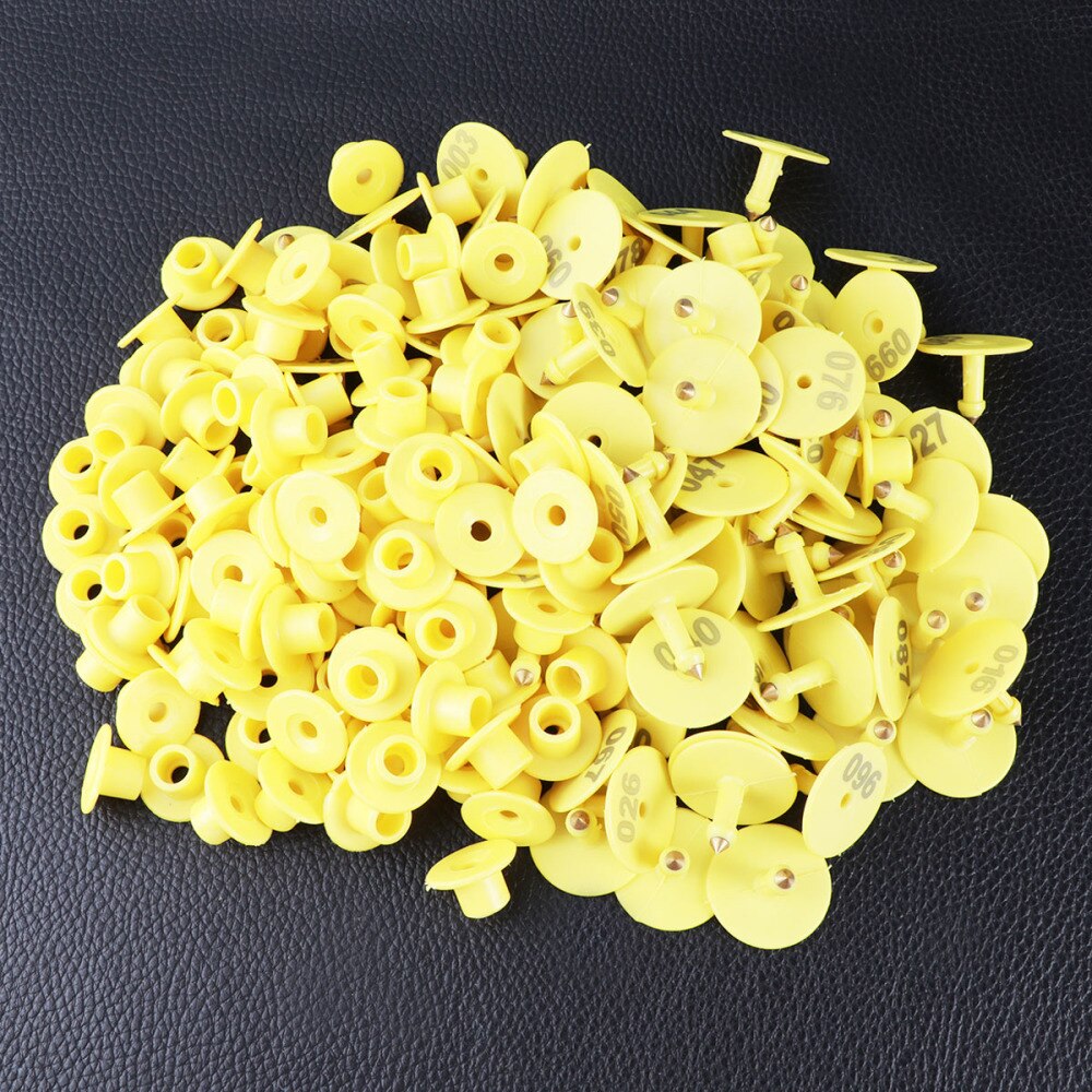 Lot De 100 étiquettes D’oreille Vierges Pour Bétail – En Plastique Jaune, Avec Boucle En Cuivre