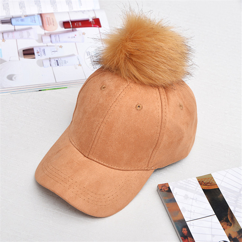 Inverno Pompon Rosa In Pelle Scamosciata Donne del Berretto Da Baseball Autunno Casual Streetwear Nero Elegante Cappello Della Protezione Del Cappello di Moda Femminile Regolabile: 4