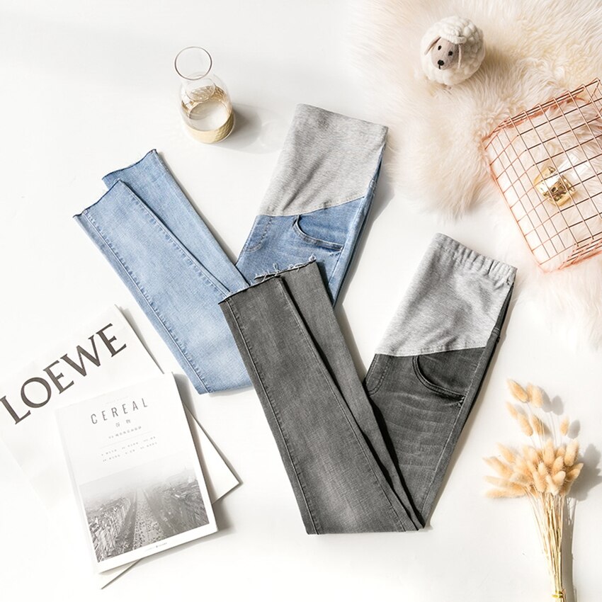 Mutterschaft Denim hosen frühling und herbst schwangere frauen Denim hosen geerntete Schlauch füße hosen lässig mutterschaft tragen