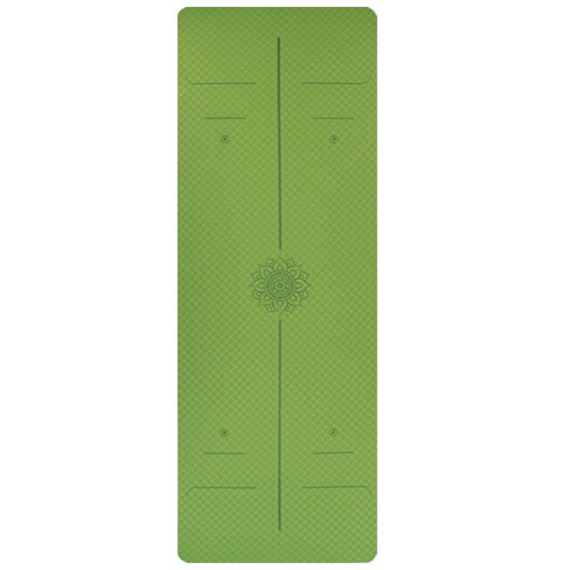 6mm tpe-yogamatten-pads mit positionierungslinien, rutschfeste teppichmatten für fitness, pilates, gymnastik, yoga und andere sportarten: Grasgrün
