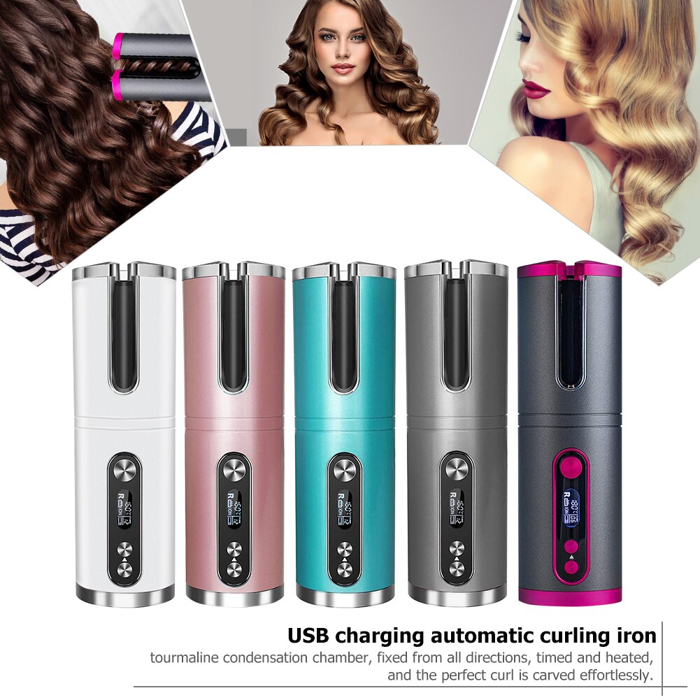 Bigoudi de cheveux automatique fer à friser sans fil USB Rechargeable Air rouleau en céramique Perm facile à utiliser des outils de coiffure pratiques