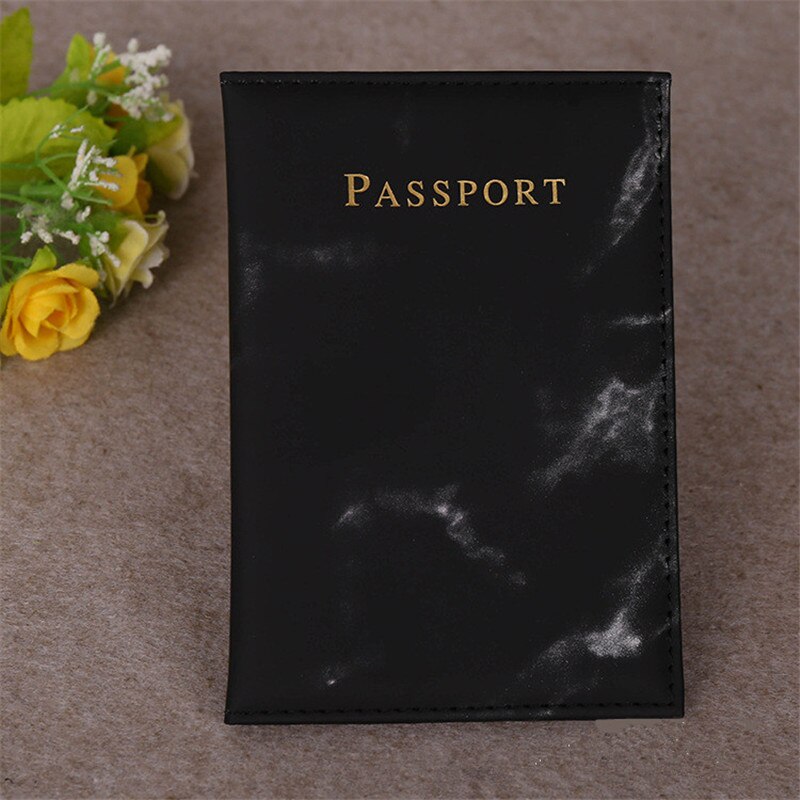 Mode Vrouwen Mannen Paspoort Cover Pu Leather Marmer Stijl Reizen Id Credit Card Paspoorthouder Packet Portemonnee Portemonnee Tassen Pouch: Black