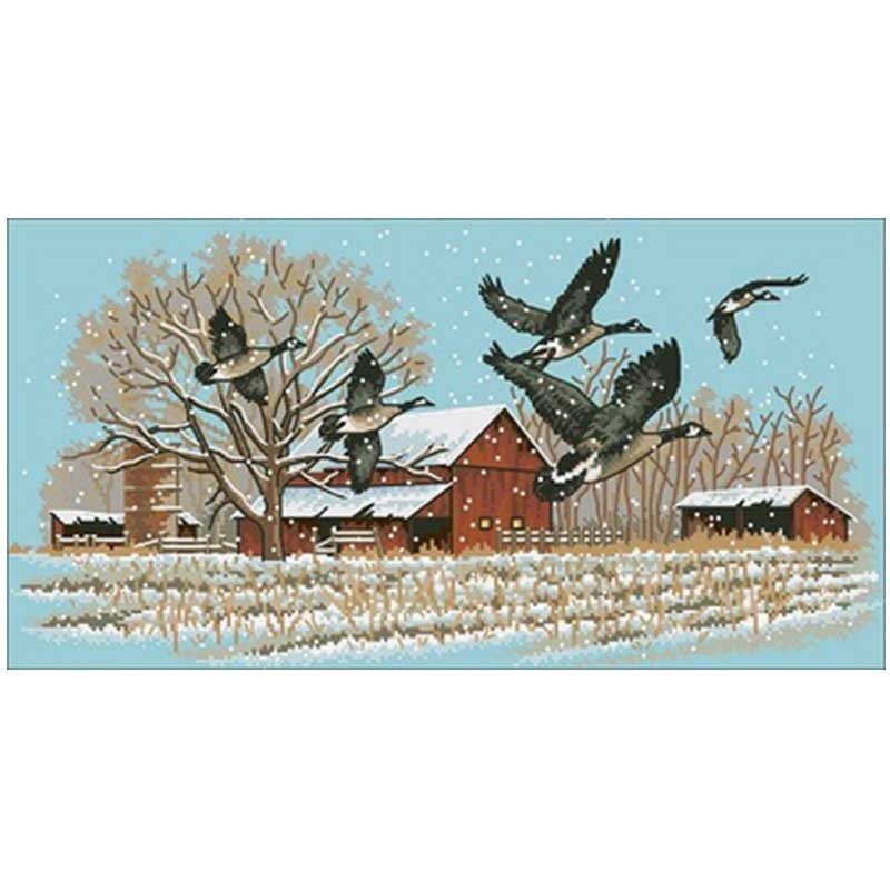 Motifs de colombes d'hiver 14ct 11ct de broderie au point de croix chinois à faire soi-même