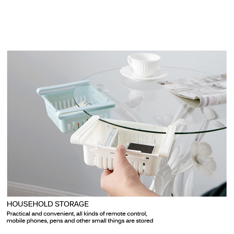 Mini ABS DIY Slide Kitchen Fridge Freezer Space Saver Organization Storage Rack Bathroom Shelf Rack Organizer Holder