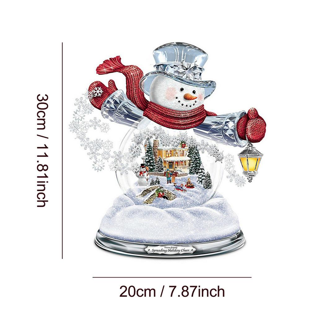 Sneeuwpop Kerstman Sticker Claus Vensterglas Decoratie Waterdichte Muziekdoos Pvc Sticker 20X30Cm 3D Sticker