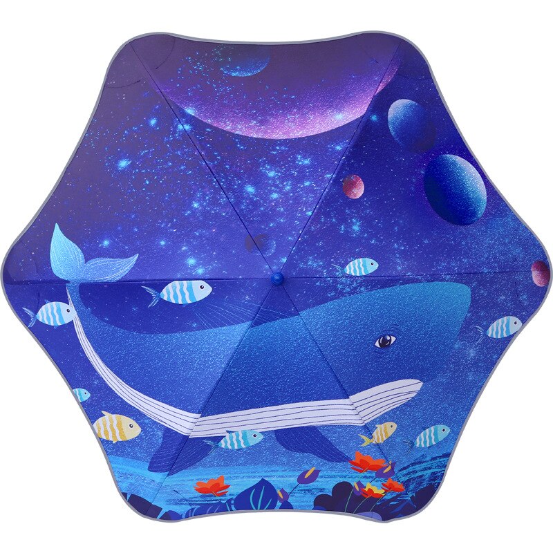 Cute Cartoon Children Umbrella with Night Reflective Strips Long-handle Kids Umbrella for School