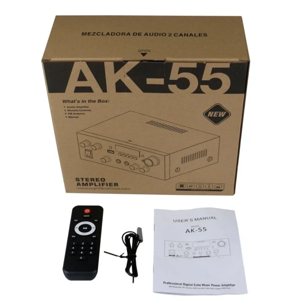 Ulepszony AK55 1200W Mini Hi-Fi cyfrowy kompatybilny z bluetooth 5.0 110-240V bezprzewodowy wzmacniacz mocy do samochodowego domowego audio