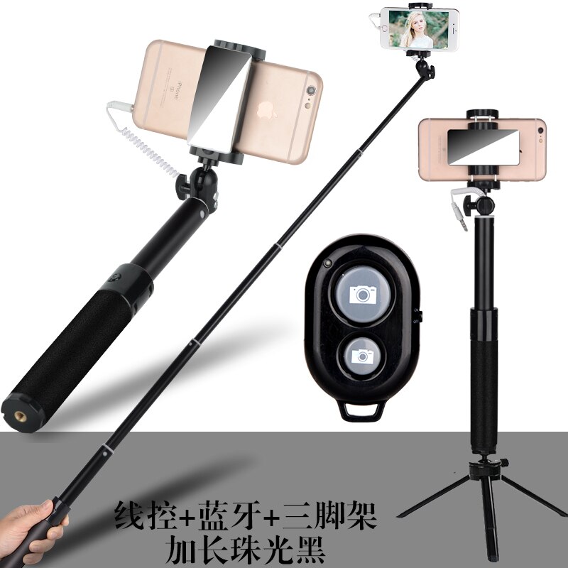 Aluminium flexibel selfie stickar foto tar trådlös bluetooth fjärrlucka för android mobiltelefon smart telefon för i-telefon: Svart 2
