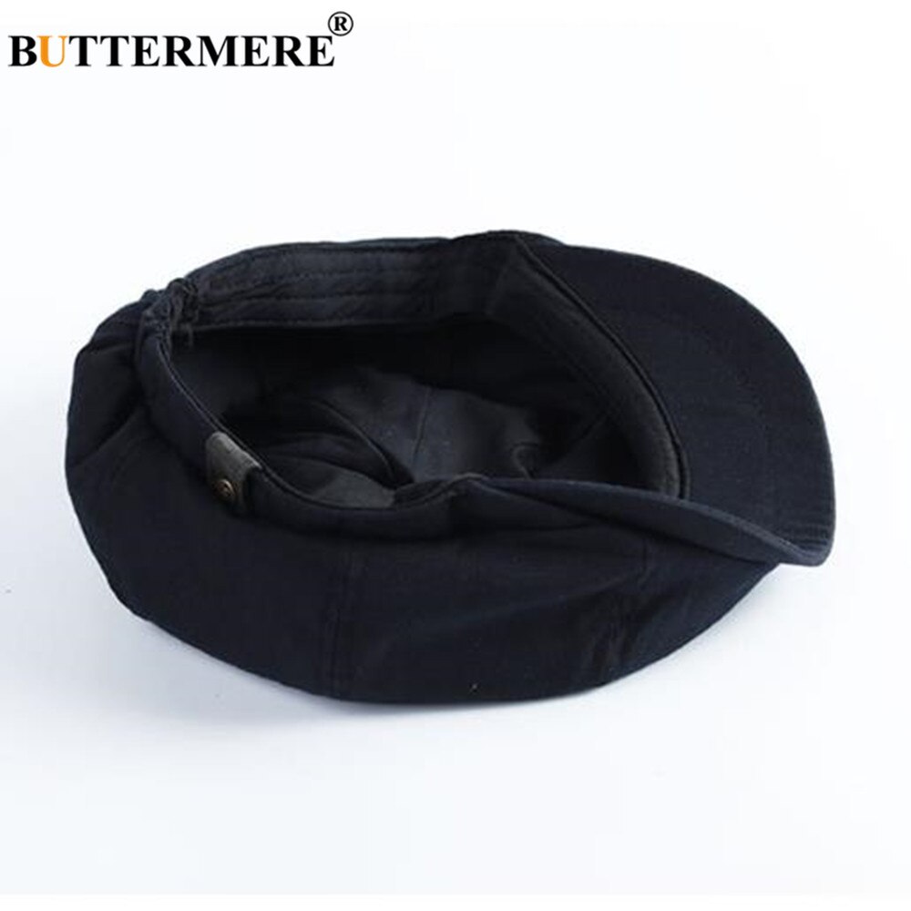 BUTTERMERE Men Newsboy Cap Vintage Cotton Octagonal Ascot Cap Buck Ham Black Male Spring Summer Ivy Flat Cap