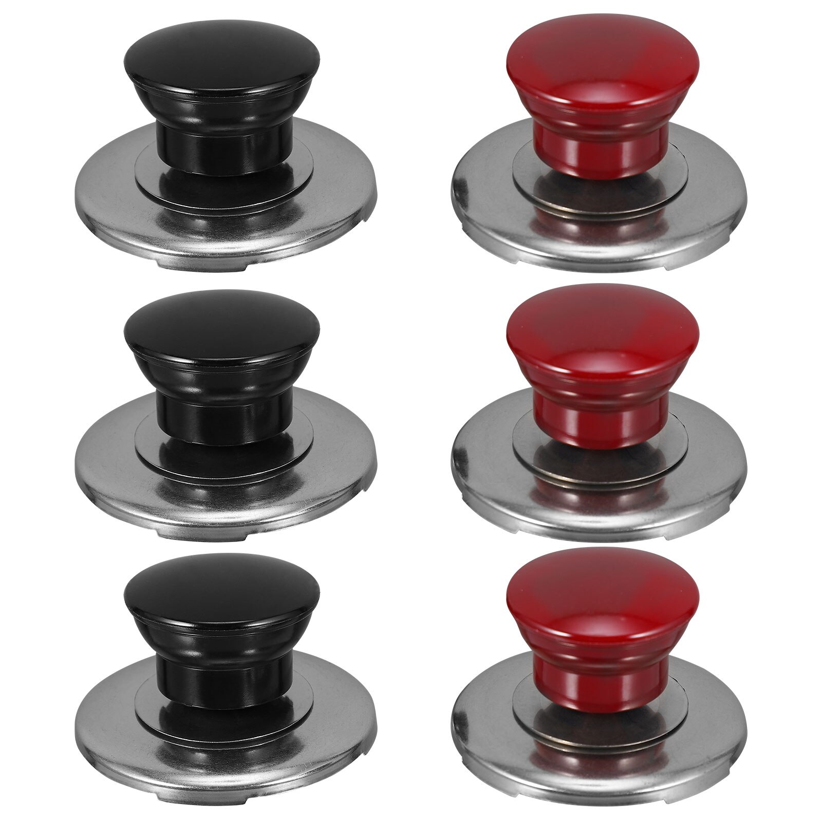 6Pcs Fluitketel Deksel Knoppen Keuken Vervanging Holding Knoppen (Zwart, Rood)