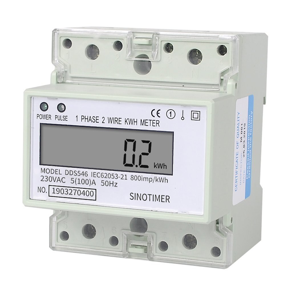 SINOTIMER Family Single Phase 4P 2 Wires Din Rail Digital Wattmeter Electric Energy Meter Power Energy Consumption Monitor