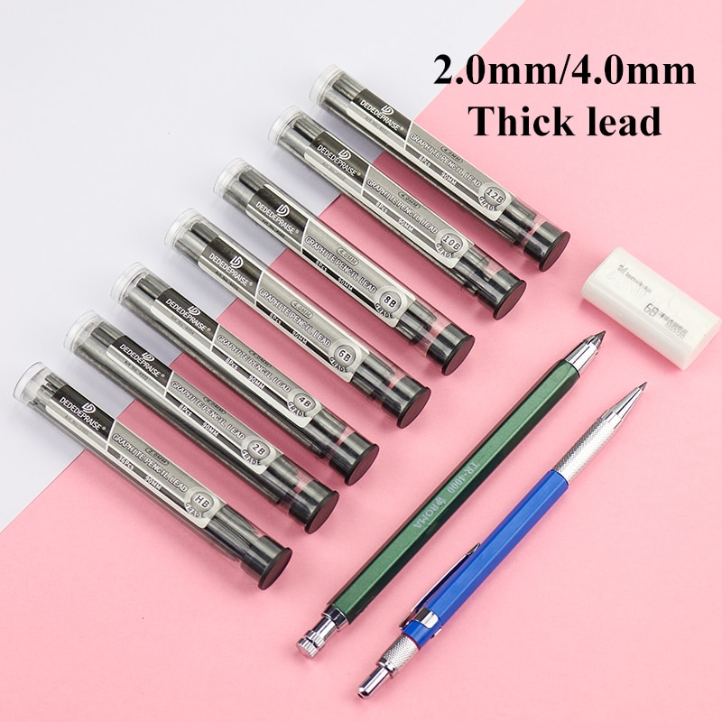 2.0/4.0mm Mechanical/Automatic Charcoal Pencil Graphite Lead/Refills/Core Replaceable HB/2B/4B/6B/8B/10B/12B Sketch Stationery