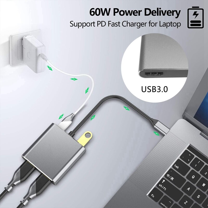 Vier-In-een Docking Station, 4K Usb C Naar Dual Hdmi USB3.0 Pd Poort Opladen USB-C Converter Kabel Voor Samsung