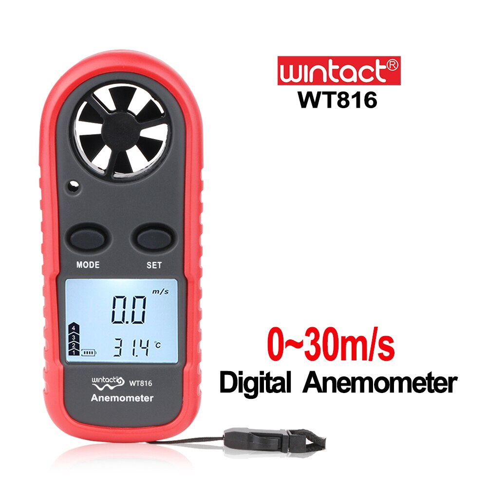 WINTACT Wind Gauge Meter Draagbare Anemometer Anemometro Thermometer LCD Digitale Hand-held Meten tool WT816-WINTACT: WT816-WIN