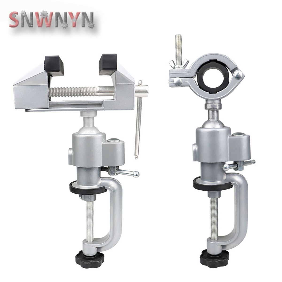 Portable 360° Swivel Rotating Table Vise Clamp Electric Drill Stand Multifunctional Aluminium Alloy Bench Woodworking Tool