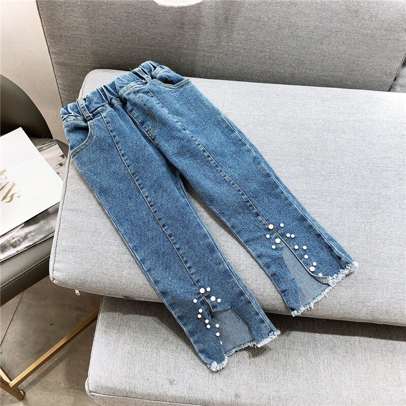 Gooporson Kids Jeans Girls Fall Broken Hole Sequins Denim Pants Korean Little Children Trousers Autumn Girl Costume: 3T