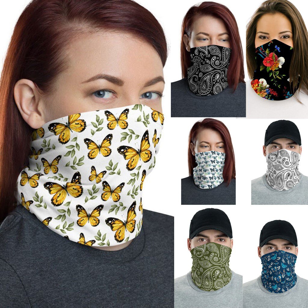 25# Face Cover Scarves Print Elastic Face Scarf Headband Turban Scarf Dust-proof Neck Tube Cycling Face Bandana Magic Hood Scarf