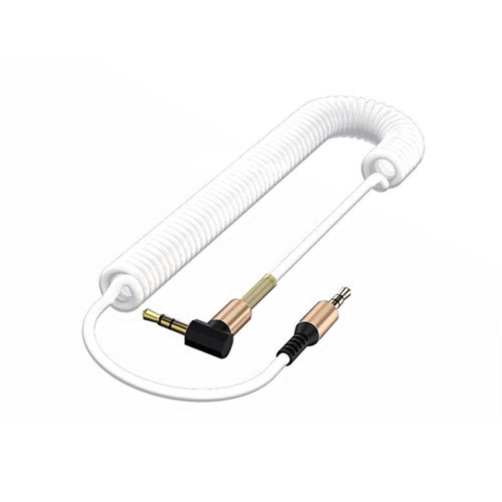 Jackkabel hane till hane stereo 3.5 mm to 3.5mm -kontakt guldpläterad kontakt fjäderkabel ljudkabel aux-kabel bil aux-kabel ljudtråd: Vit