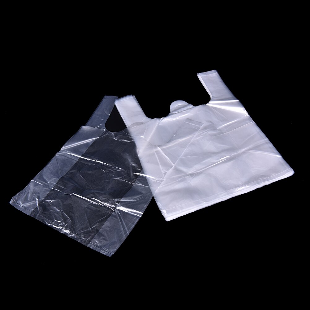 55Pcs 24*32Cm Plastic T-shirt Retail Draagbare Vest Winkelen Supermarkt Zakken Handgrepen Verpakking Witte Plastic Zakken