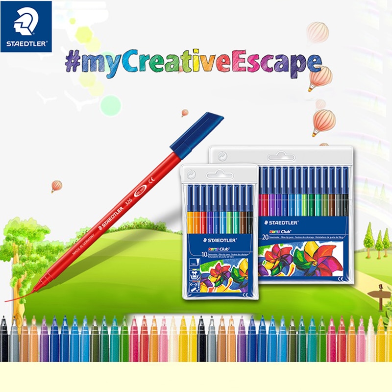 Staedtler 326 WP10 10 Kleur Water Oplosbare Art Markers Pennen Set Aquarel Pen Veilig En Milieuvriendelijk Kan Worden gewassen