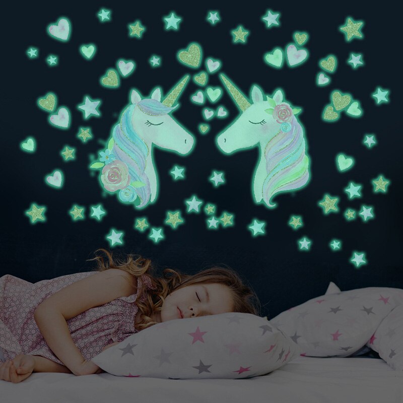 Eenhoorn Lichtgevende Muurstickers Kleurrijke Eenhoorn Glow In The Dark Muurstickers Voor Kinderkamer Slaapkamer Woonkamer Nursery Party