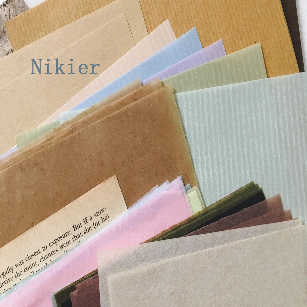 56 sheets\package Vintage English Book\Old Textbook Retro Handwritten Plaid\Acid\Kraft Paper Material DIY Card Making/Journaling