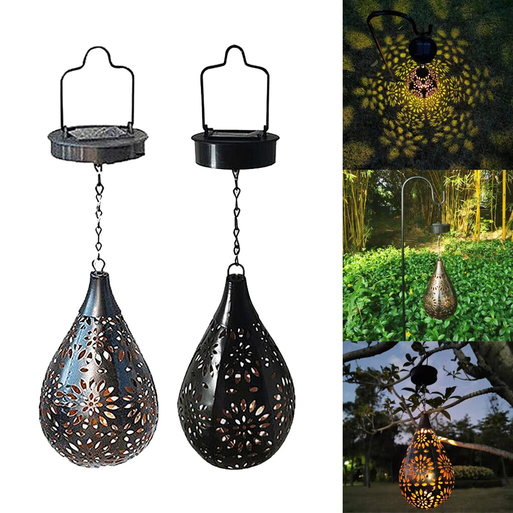 Sollys hage hengende lampe utendørs terrasse lykt vanntett bronse