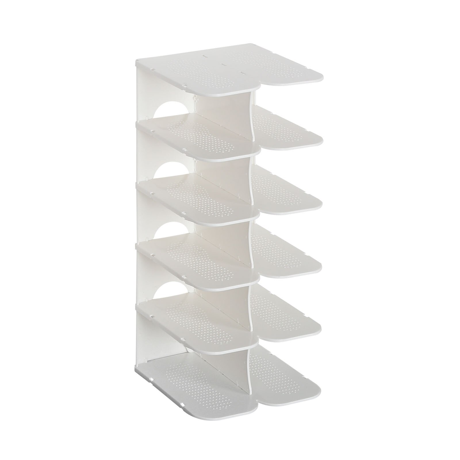 CellDeal 6 Layers Stackable Shoe Organizer DIY Assembly Shoe Shelf Shoe Rack Stand Space Saving Shoe Hanger Shoe Box Cabinet: White Color