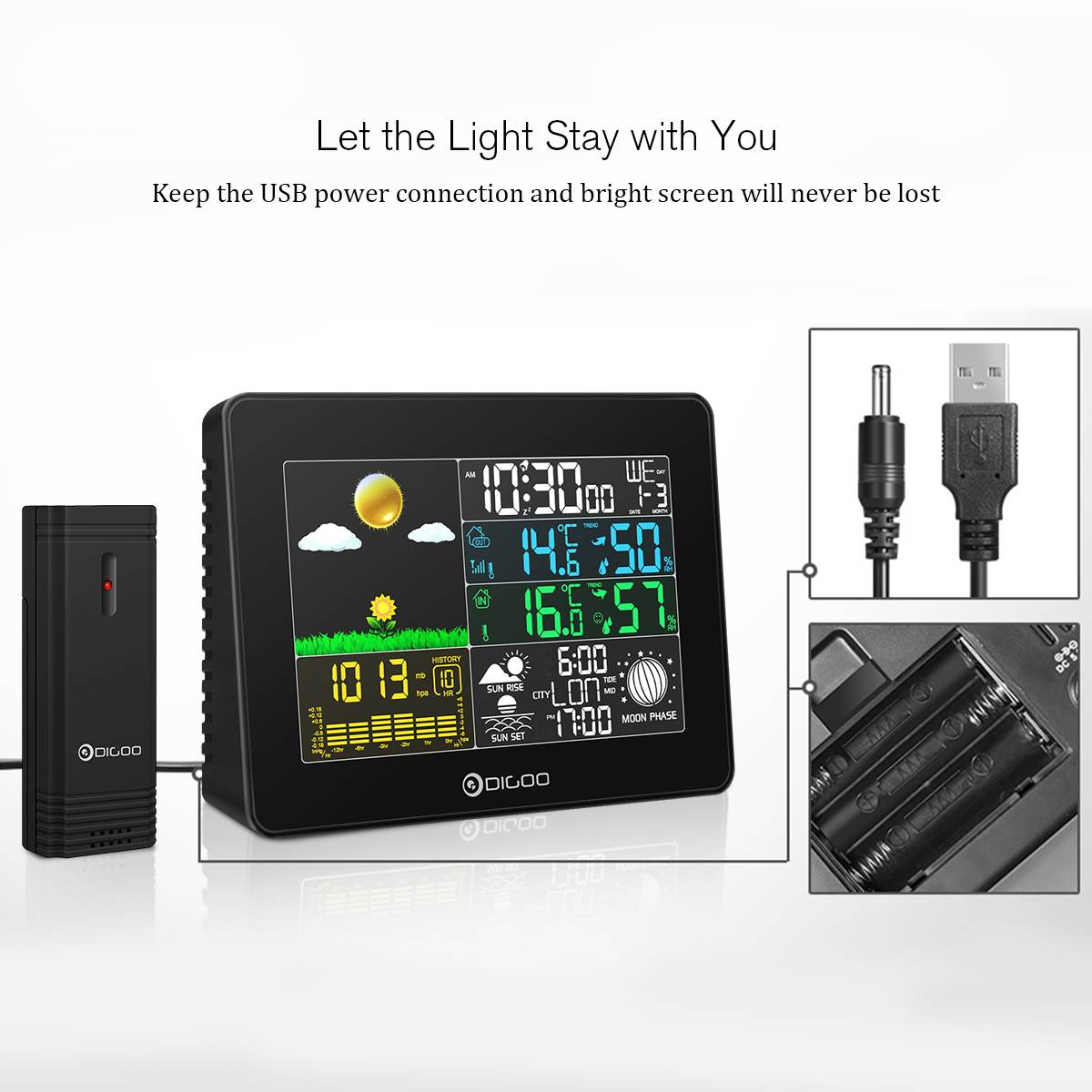 Digoo DG-TH8868 Station météo numérique sans fil intérieur extérieur capteur température Instruments hygromètre thermomètre horloge
