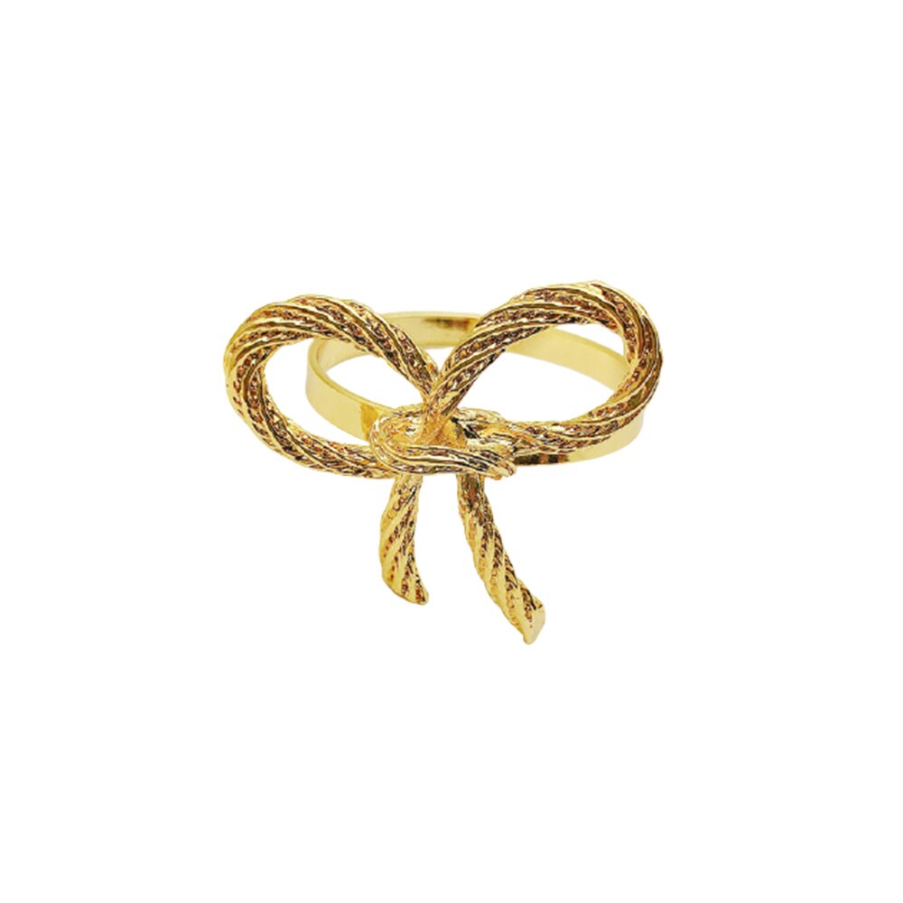 Servilletas y anillo con lazo para en casa, servilletas plateadas y doradas, recepciones de boda