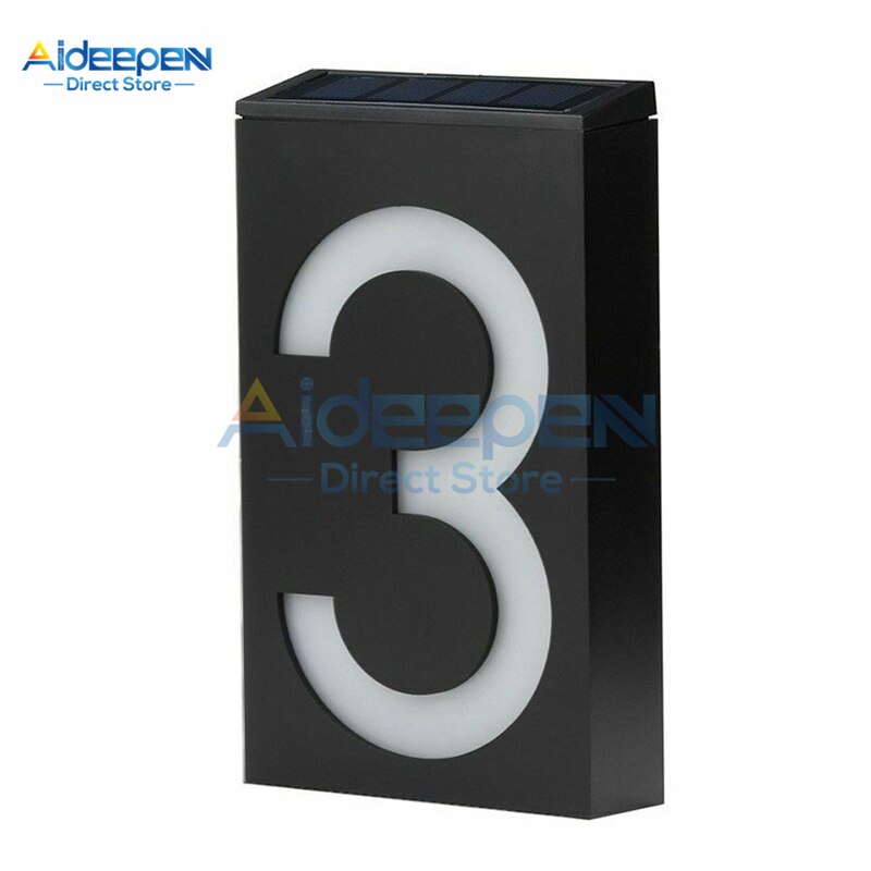 LED Digital Solar Power Light Sign House Number Doorplate Door Number Address Digits Wall Mount Number With Battery For Home