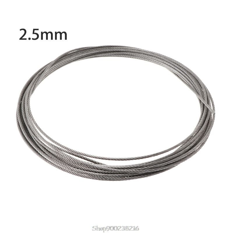 10m 304 Stainless Steel Wire Rope Soft Fishing Lifting Cable 7×7 Clothesline N19 20