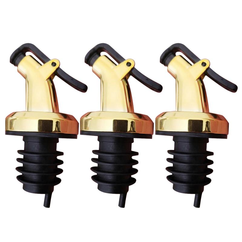 Aceite de oliva del rociador del licor de cerradura de ABS vino Pourers Flip Top beber vino tapón a prueba de fugas Bar comedor de herramientas de cocina: A 3PCS