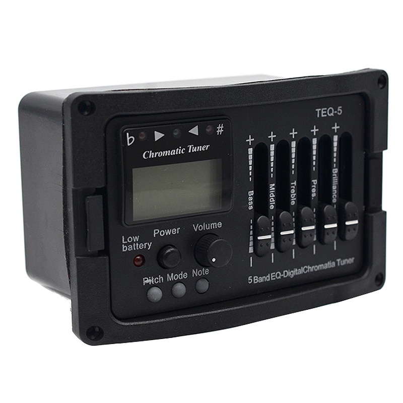 5 Band Acoustic Guitar Preamp EQ Equalizer Classical Acoustic Guitar Amplifier Digital Blend Tuner Piezo Pickup Without Tail Pin