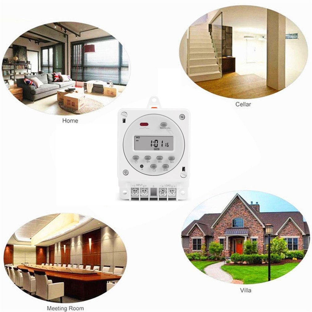 12V 220V Digital Timer Switch 7 Days Weekly Programmable Time Relay Programmer Built-in Rechargeable Battery