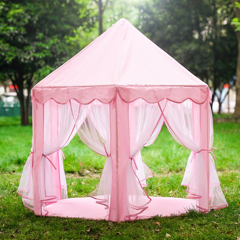 Cute Hexagon Playhouse Girls Princess Castle Children Kids Large Indoor Play Tent (Pink)