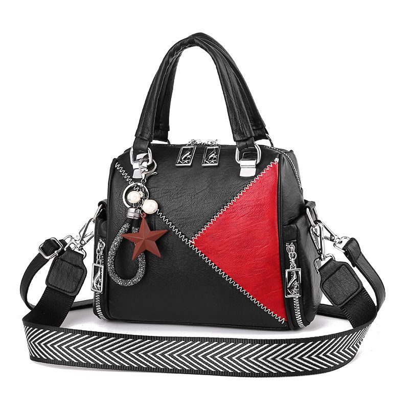 Nova moda multifuncional de um ombro saco do mensageiro das senhoras ao ar livre grande-capacidade bolsa macia e confortável: black red