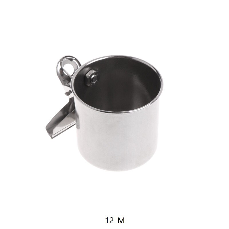 Food Water Feeding Bird Double Cups With Clip Stainless Steel Parrot Cage Stand: 12-M