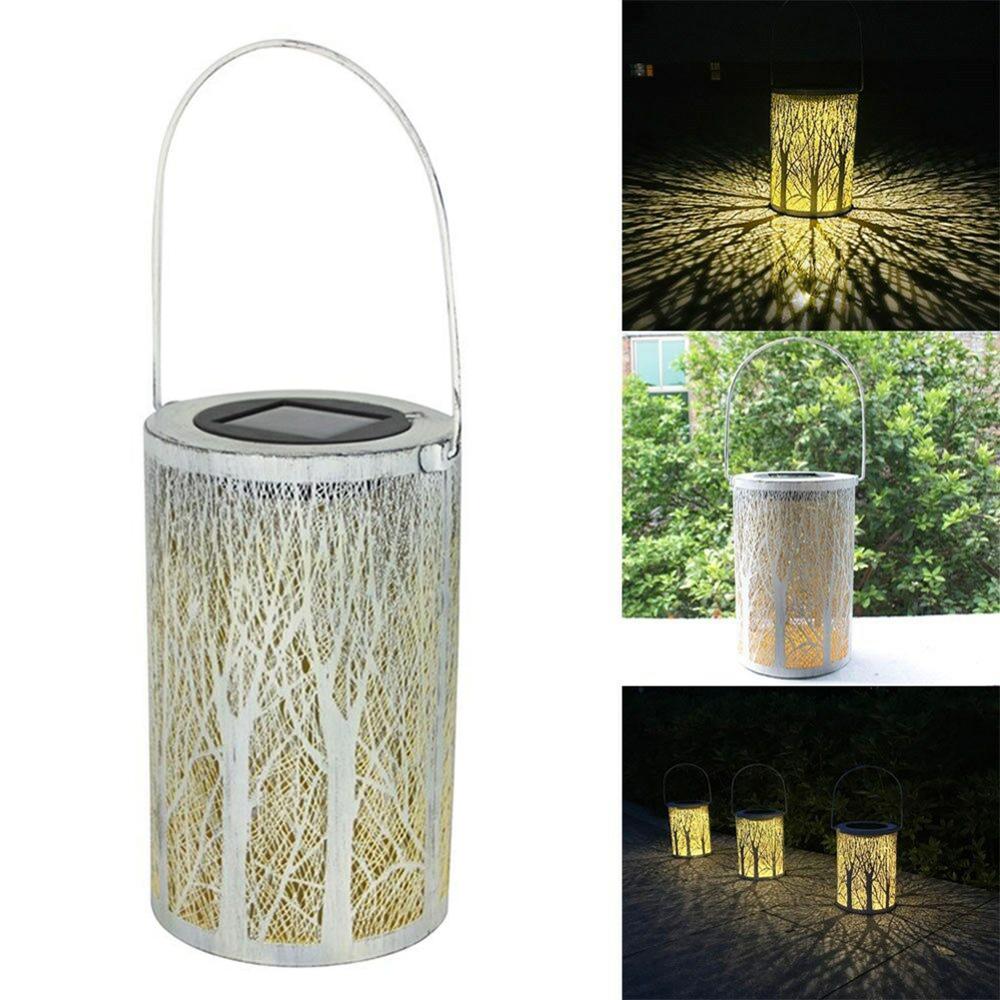 Retro Garden Solar Lamp Hollowed Out Tree Trunk Shadow Lantern Hanging Hollow Lamp Lighting Outdoor Waterproof Landscape Lamp